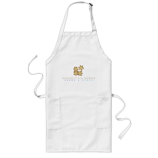 White Connecting Sober Schort - Sober & Strong Log Long Apron (Front)