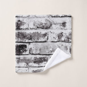 White Contrast Industrial Rustic Brick Texture Bath Towel Set