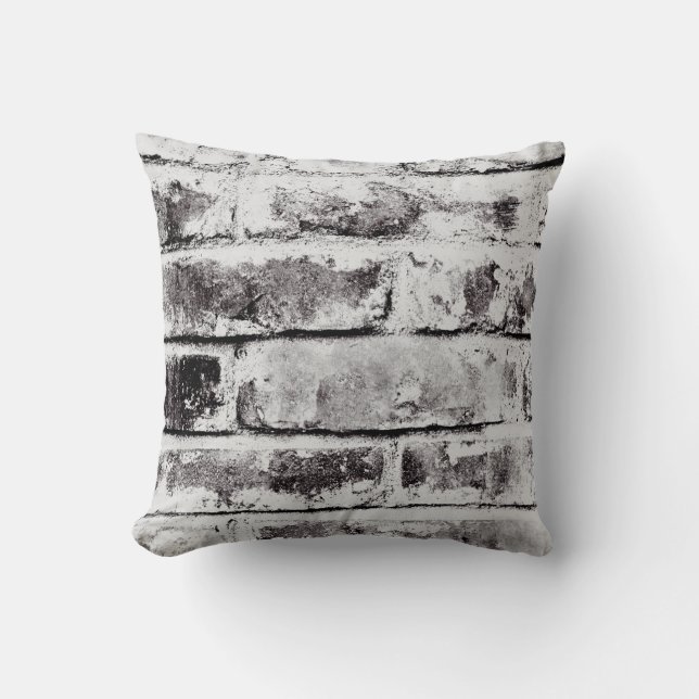 White Contrast Industrial Rustic Brick Texture Cushion (Front)