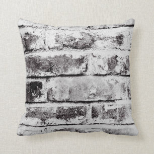 White Contrast Industrial Rustic Brick Texture Cushion