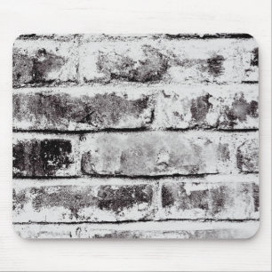 White Contrast Industrial Rustic Brick Texture Mouse Mat