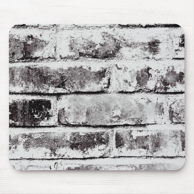White Contrast Industrial Rustic Brick Texture Mouse Mat (Front)