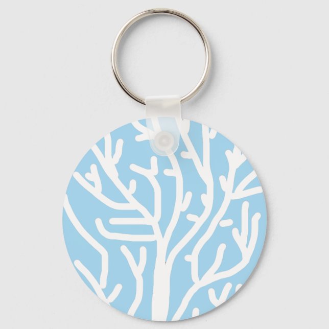 White coral eco ocean blue and white key ring (Front)