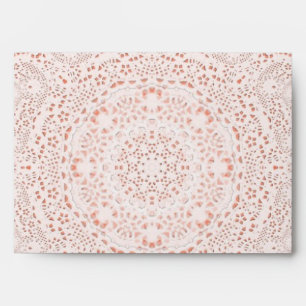 White & Coral  Lace Fabric Image  Background Envelope