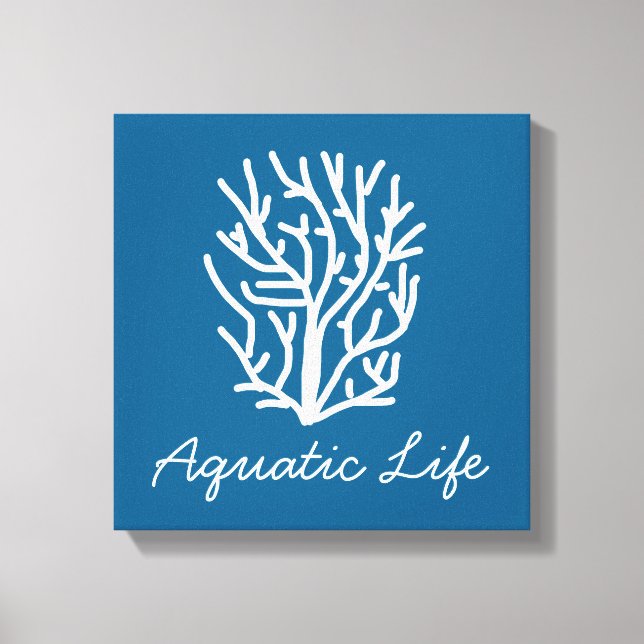 White coral on blue aquatic life canvas print (Front)