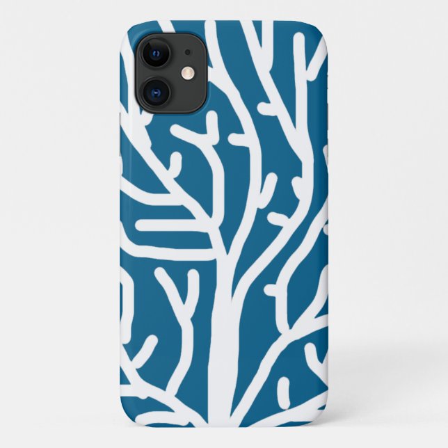White coral on blue aquatic life Case-Mate iPhone case (Back)