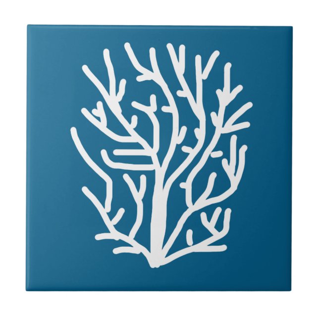 White coral on blue aquatic life tile (Front)