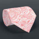 White & Coral-Red Floral Paisley Pattern Tie<br><div class="desc">Elegant coral-red floral paisley seamless pattern over white changeable background.</div>