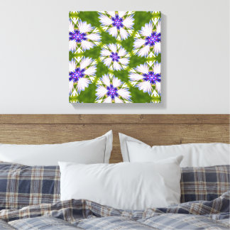 White Cornflowers Pattern Canvas Print