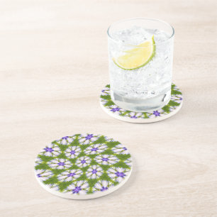 White Cornflowers Pattern Coaster