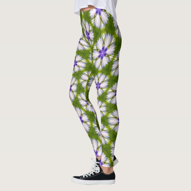 White Cornflowers Pattern Leggings (Left)