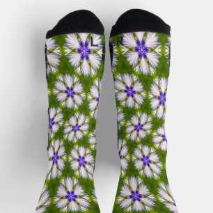 White Cornflowers Pattern Socks