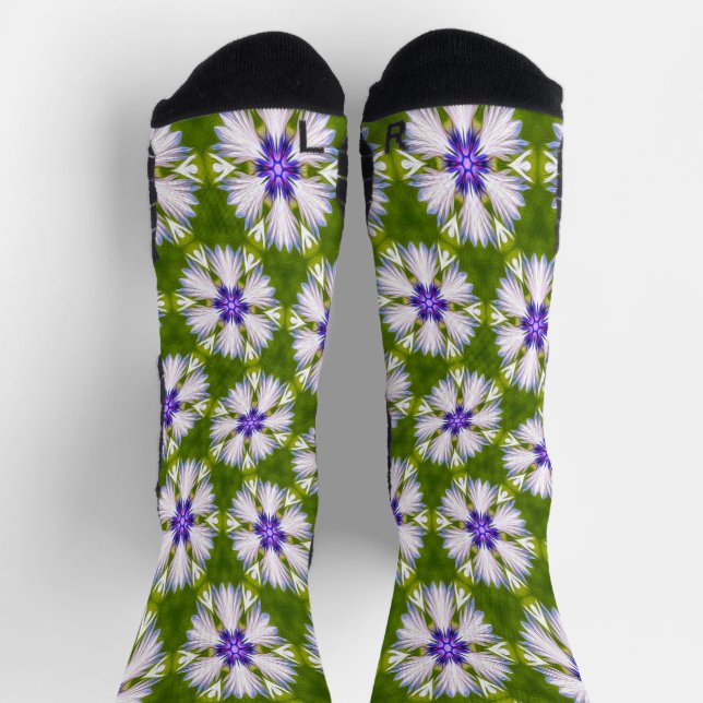 White Cornflowers Pattern Socks (Top)