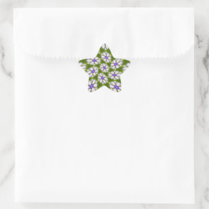 White Cornflowers Pattern Star Sticker