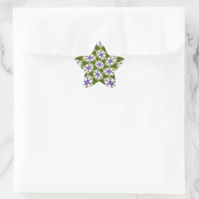 White Cornflowers Pattern Star Sticker (Bag)