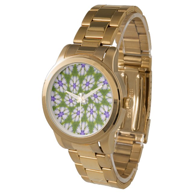 White Cornflowers Pattern Watch (Angled)