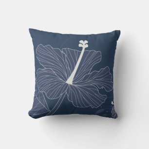 White Corolla Zen Flower Against Blue Background Cushion