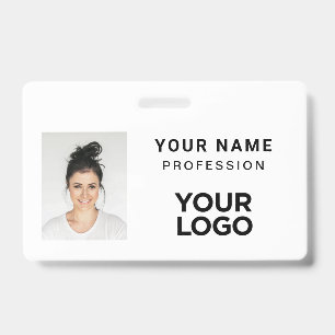 White Corporate Employee Photo Name Tag ID Badge