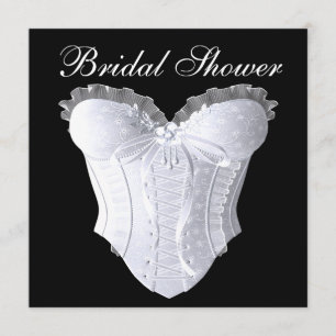 White Corset Bridal Shower Any Colour Background Invitation