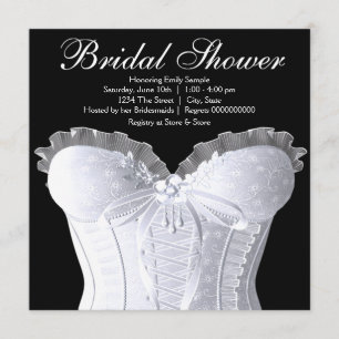 White Corset Damask Bridal Shower Invitation
