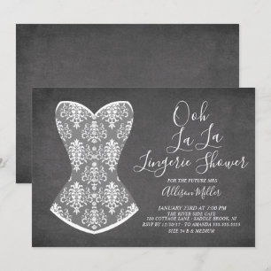 White Corset Lingerie Bridal Shower Invitation