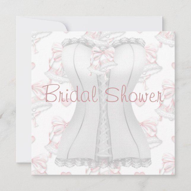 White Corset Pink Wedding Bells  Bridal Shower Inv Invitation (Front)