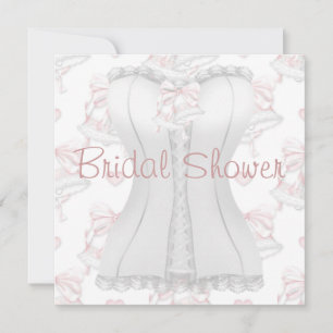 White Corset Pink Wedding Bells  Bridal Shower Inv Invitation