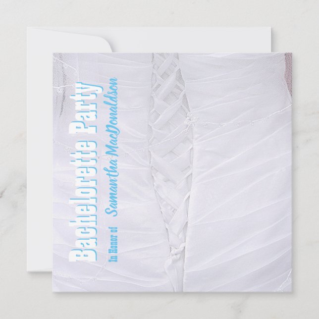 White corset wedding dress bachelorette party invitation (Front)