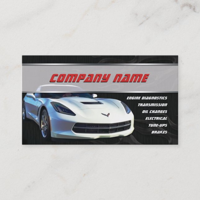 White Corvette Business Cards (Front)