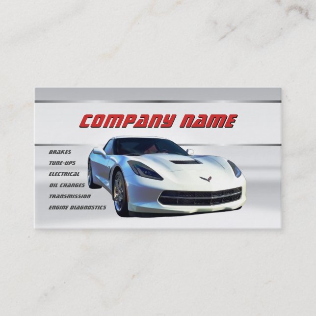 White Corvette Business Cards (Front)