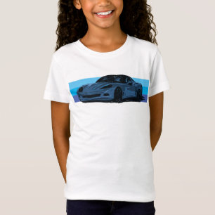 White Corvette C6 with Blue Stripes T-Shirt