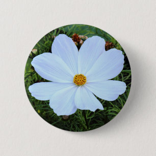 White Cosmos 6 Cm Round Badge
