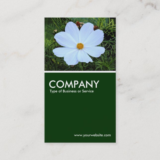 White Cosmos - Dark Green Business Card (Front)
