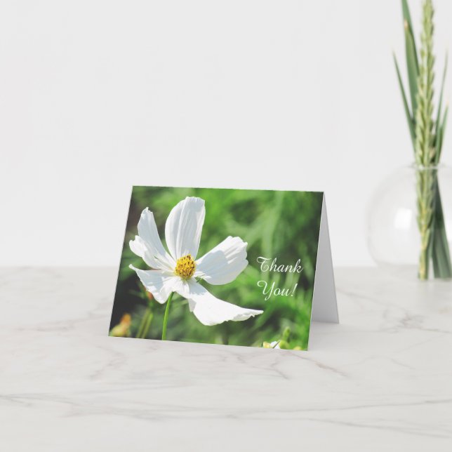 White Cosmos Flower Greeting Card (Front)