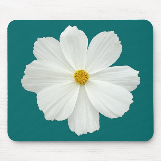 White Cosmos Flower Mouse Mat (Front)