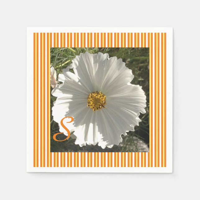 White Cosmos Flower Napkin (Front)
