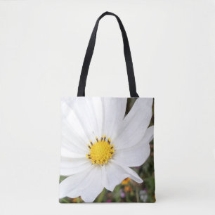 White Cosmos Flower Tote Bag