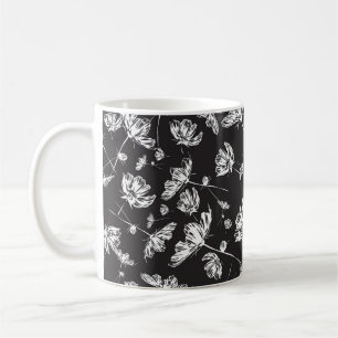 White cosmos flowers: isolated pattern. coffee mug