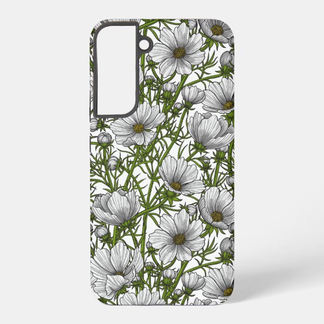 White cosmos flowers samsung galaxy s22+ case (Back)