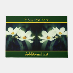 White Cosmos Flowers With Bee Personalised Doormat