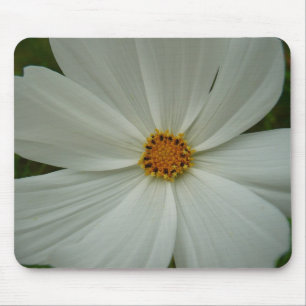 White Cosmos Summer Wildflower Floral Mouse Mat