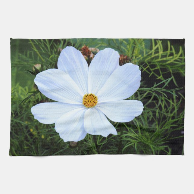 White Cosmos Tea Towel (Horizontal)