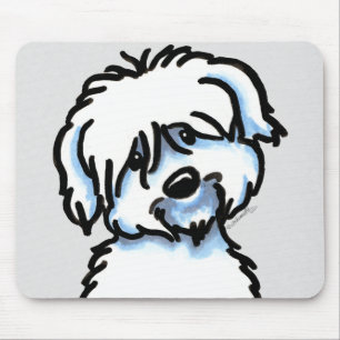 White Coton de Tulear Face Mouse Mat