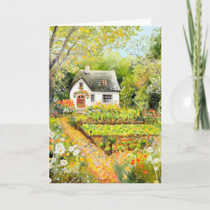White Cottage in Summer Hello Greeting Card