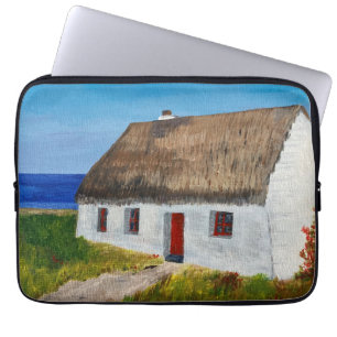 White Cottage overlooking the Sea Laptop Sleeve