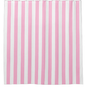 White Cotton Candy Pink Vertical Stripe NL #0 Shower Curtain