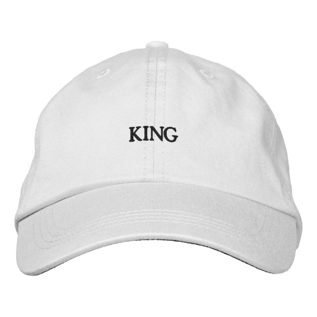 White Cotton Hat with Bold King Text Beautiful Cap (Front)