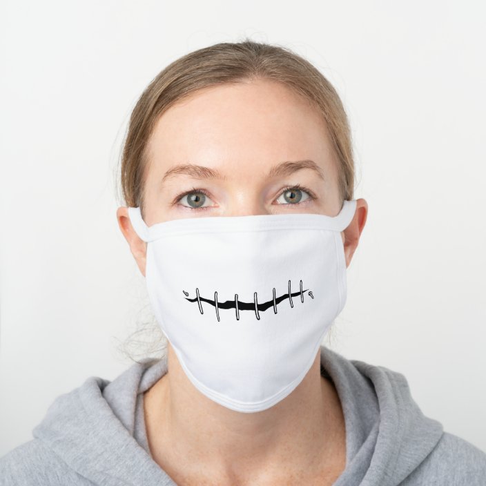 White Cotton Mask with Stitched Mouth | Zazzle.co.uk