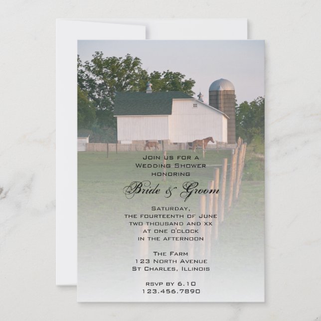 White Country Barn Wedding Shower Invitation (Front)