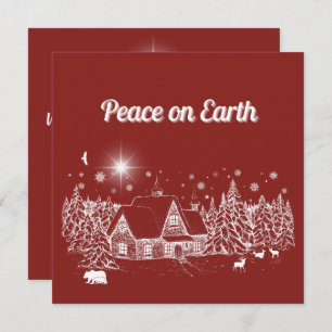 White Country Christmas Peace on Earth Card 